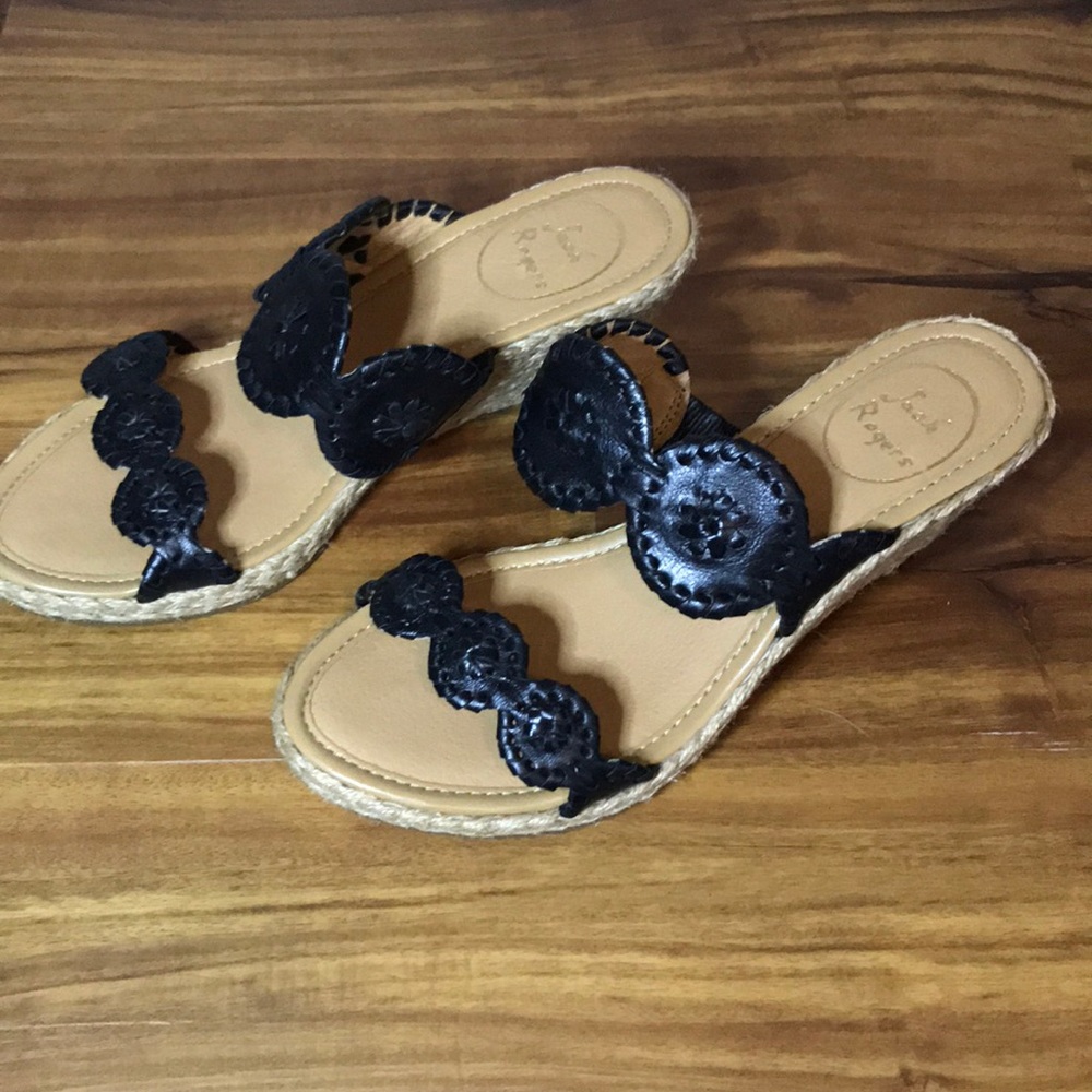Jack Rodgers black wedge sandals